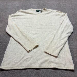 MF Mitchell Field 100% Cashmere V-Neck Sweater Ivory Large USA Made 0385